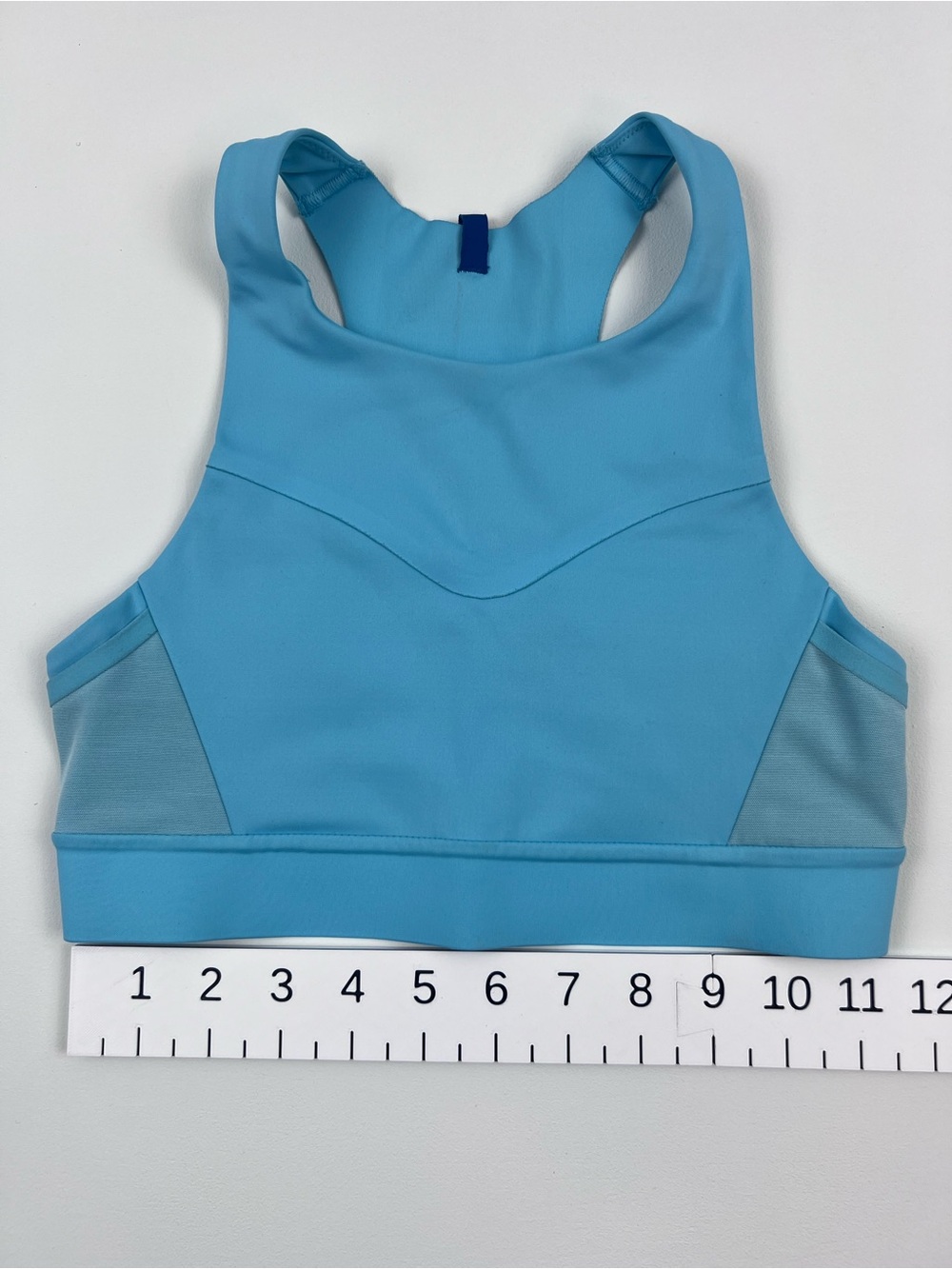 Brooks Women Blue‎ High Neck Racerback Mesh Panel Sports Bra Activewear